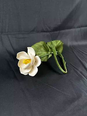 Vintage CAPODIMONTE NAPLES 12  LONG Single White Magnolia W Stem Made In Italy • $15