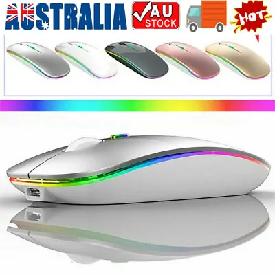 $9.06 • Buy Rechargeable Slim Wireless Mouse Bluetooth 5.1+ 2.4G Cordless For Laptop PC AU