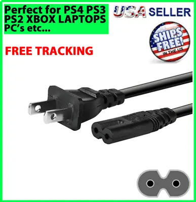 AC Power Cord Cable For PS4 & PS3 Slim Super Slim PS2 XBOX PSV PC 2 Prong LAPTOP • $4.99