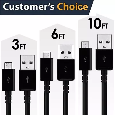 3ft 6ft 10ft Micro USB Data Sync Charger Charging Cable Cord For Android Samsung • $6.99