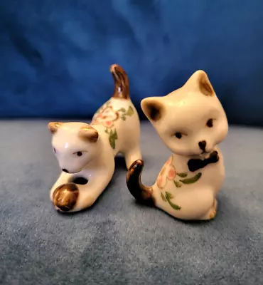 Vintage Miniature Bone China Cats Kittens Floral Design Klima? • $14.99