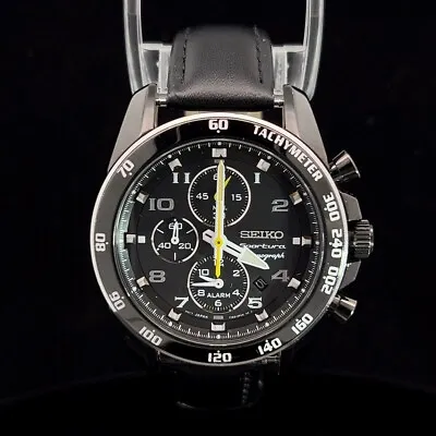 Seiko Sportura Black Yellow Chronograph 42mm 7t62-0kw0 (wmp006812) • $149.99