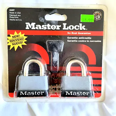 2ct Vintage 1997 Master Lock Padlock Shackle New NOS Keyed Alike 228T • $16