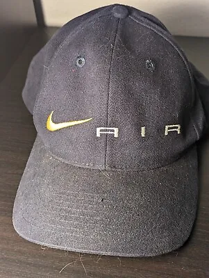 Nike Hat Cap Snap Back Blue Swoosh Logo Adjustable Preowned With Wear From 90s • $9.98