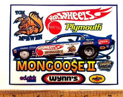 Tom THE MONGOOSE McEwen Mongoose II 1971 Duster Hot Wheels Banner Decal Sticker • $6