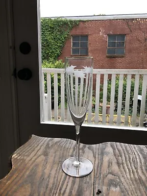 One Miller Rogaska Holiday Holly Leaves And Berries Champagne Flute Gold Rim • $12