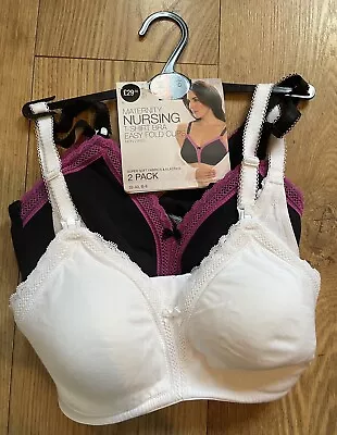 BNWT M & S 2 Pack Non Wired Maternity Nursing T-Shirt Bras - Size 32 C • £6