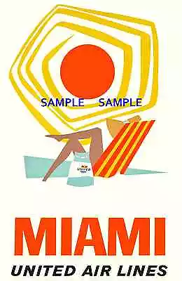 United  Airlines ( MIAMI ) 11  X 17  Collector's Travel Poster Print - B2G1F • $12.99