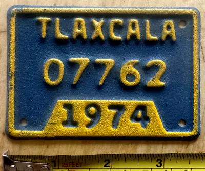 1974 Tlaxcala Mexican Mexico Mex Bicicleta Bicycle License Plate  07762  74 • $36.99