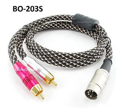 CablesOnline 3ft 5-Pin DIN To 2-RCA Premium Mesh Audio Cable • $28.95