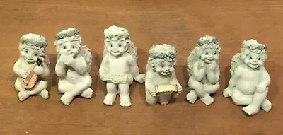 Set Of 6 Darling Little Miniature Cherubs/Angels 2 W/Instruments 1 W/Book • $1.99