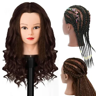 100% Human Hair Women Mannequin Head Manikin Cosmetology Trainning Doll Head • $43.65