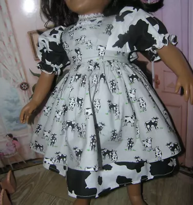 Black White Dress Cow Print Apron 2 Piece Dress 23  Doll Clothes Fits My Twinn • $21.95