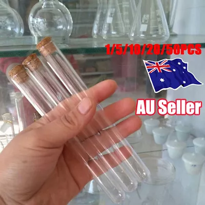 1-50x Plastic Test Tubes With Cork Stopper 20ML Volume Party Wedding Candy JarDM • $10.40