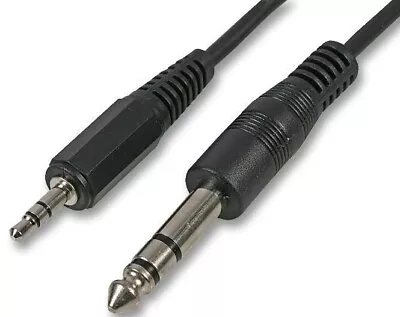 3.5mm To 6.35mm 1/4 Inch Small To Big Stereo Jack Audio Cable Plug Patch Lead • £2.89