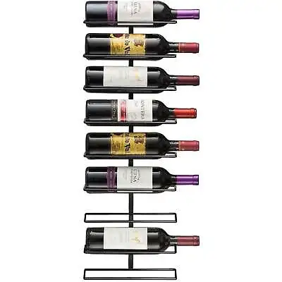 Elegant 9-Bottle Black Metal Wall Mounted Wine Rack • $21