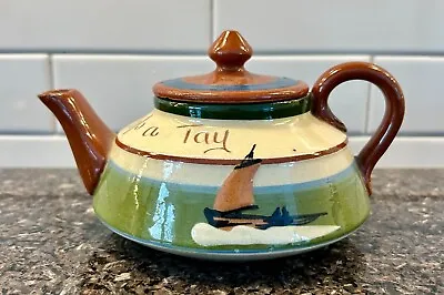 England Motto Ware Watcombe Torquay Devon Teapot  Du'ee Ave A Cup A Tay Sailboat • $12