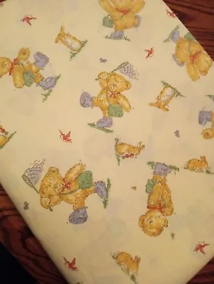 Vintage Fabric Precious Baby Bear Bunny Squirrel Butterfly Net Cotton BTY • $8.68