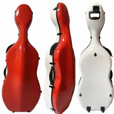 Red+/white Color Carbon Fiber Composite Cello Case 4/4 With Wheels，free Shipping • $315