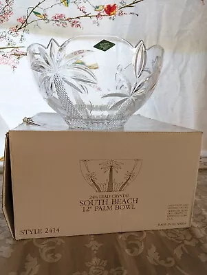 New In Box Godinger Shannon Crystal South Beach Palm Bowl Large 10.75   • $45