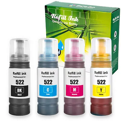 4x Ink Refill Bottle For Epson 522 T522 Ecotank ET-2400 4800 2800 2803 2720 4700 • $13.95