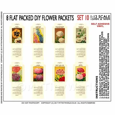 8 Dolls House Flower Seed Packets (Set 10) • £1.99