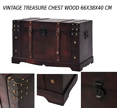 Vintage Wooden Storage Chest Treasure Box Blanket Toys Lid Bedding Brown Trunk • £129.89