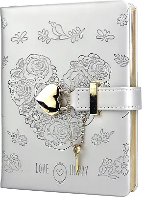 $46.33 • Buy Heart Lock Journal Notebook With Key, Flower PU Leather Diary, B6 Journal For Wr