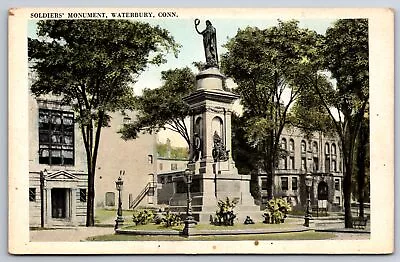 Waterbury Connecticut~Downtown Civil War Union Soldiers Monument~c1920 Postcard • $9