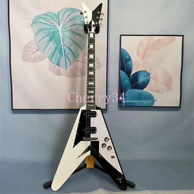 Black White Michael Schenker V Electric Guitar 2 Humbuckers Chrome Hardware • $276.45