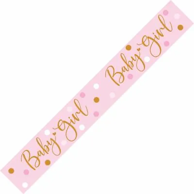 9ft Baby Girl Pink Foil Banner Baby Shower Gender Reveal Party Decorations  • £1.99