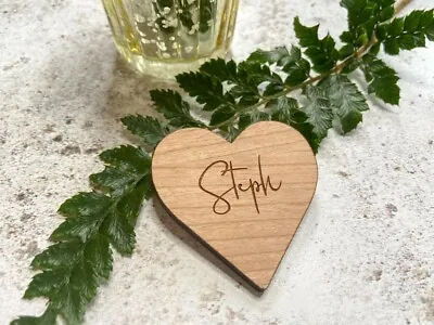 £0.99 • Buy Personalised Wooden Wedding Place Names, Heart Place Setting, Wedding Favour