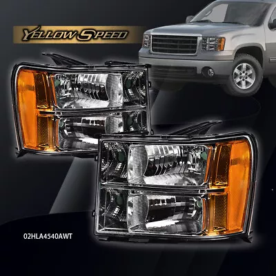 Headlights Fit For 2007-2013 GMC Sierra 1500 2500HD 3500HD Crystal Left+Right • $70.85