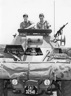 B&W Photo Rhodesian Armored Car Rhodesia Light Infantry  FN FAL RLI Zimbabwe  • $5.49