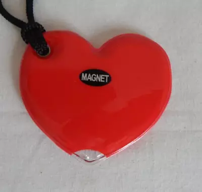 Heart Shaped Torch LED Magnetic Red Plastic Carry Cord Pocket Key Ring Handbag • £5.85