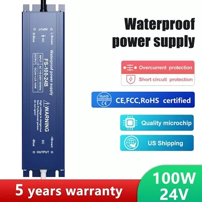 100W LED Driver Supply Waterproof IP67 Constant Current AC 100-240v To DC 24V • $25.99