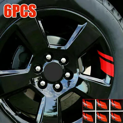 6x Red Reflective Stickers Car Wheel Rim Vinyl Decal For 16 -21  Car Accessories • $4.09