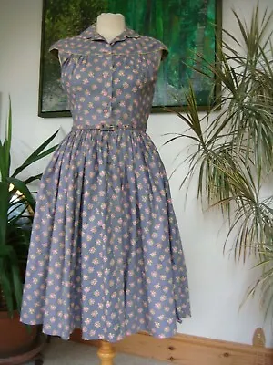 Vintage 1950's Horrockses Fashions Pretty Rosebud Print Cotton Dress Waist 26  • £75