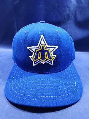 Vintage Seattle Mariners Fitted New Era Hat Blue Pro Model Snapback Cap No Tag • $116.99