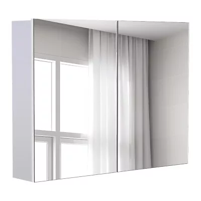 Bathroom Mirror Cabinet Double Door Wall-Mounted Medicine Cabinet Storage Unit • $90.47