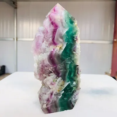 799g Natural Colorfully Fluorite Quartz Crystal Obelisk Wand Point Healing M730 • $7.39