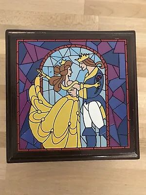 Vintage Disney Princess Beauty And The Beast Belle Cherry Wood Jewelry Box RARE  • $100
