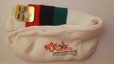 Wigwam Vintage Socks Big Cat 12175 Red/black/green Stripes - Size 10 1/2-13 • $16