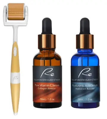$79.95 • Buy Re Eyes&Face Micro-Needle Derma Roller + Pure Vitamin C + Hyaluronic Acid Serum
