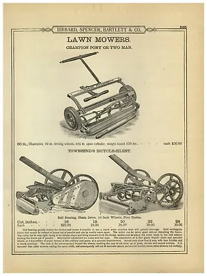 1899 PAPER AD 4 PG Champion Lawn Mower Pony Two Man Horse Drawn Philadelphia  • $29.99