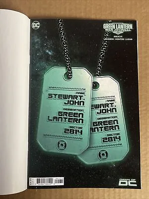 Green Lantern War Journal #1 Glow In Dark Dog Tags Variant Dc Comics (2023) • $4.99