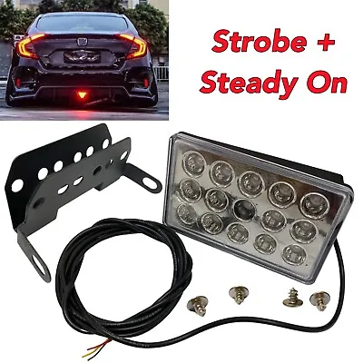 Clear Strobe Red 15 LED Rectangle #B Rear Bumper Tail 3rd Brake Light IN NIS • $38.50