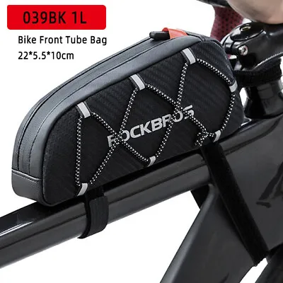 ROCKBROS Bike Front Bag Top Frame Tube Bag Waterproof Reflective Cycling Pannier • $14.86