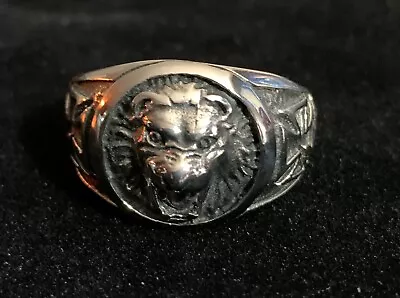 Men's Stainless Steel Medieval Lion And Cross Ring Size 14.5 • $12.09