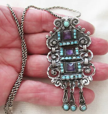 Vintage Matl Matilde Poulat Mexico Sterling Pendant/necklace Brooch 2 7/8 Inch • $358.50